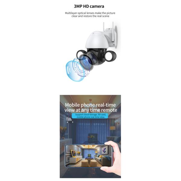 Floodlight WIFI Dome Camera Automatic Track Full Color Night Vision Camera With AI