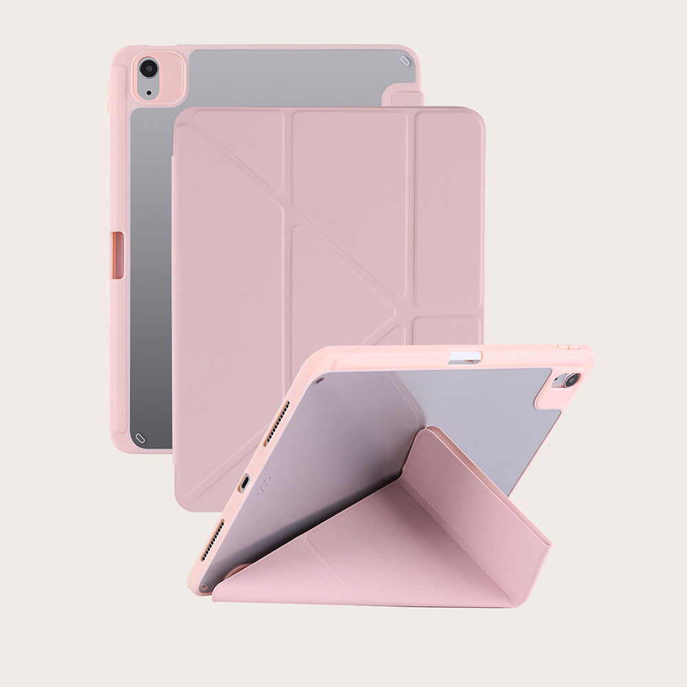 Laudtec Clear Acrylic Tablet Folio Case for iPad 11 Inch, Multi-Angle Y-Shape Stand,Built-in Pencil Slot, Custom Color & Pattern