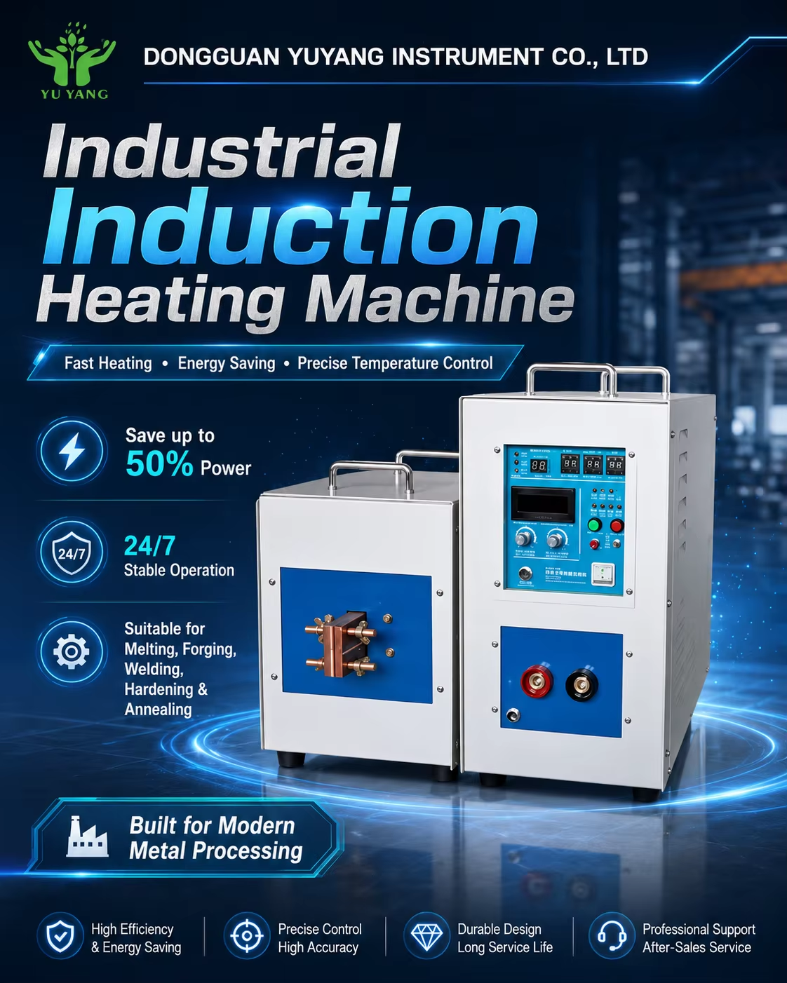 PLC Controlled Induction Heating Machine for Steel Rod Round Bar Billet Forging High Efficiency Eco-Friendly Factory Use