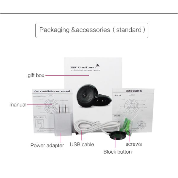 130W Pixels Wireless 360 Degree Security Camera HD Video With Video Encryption