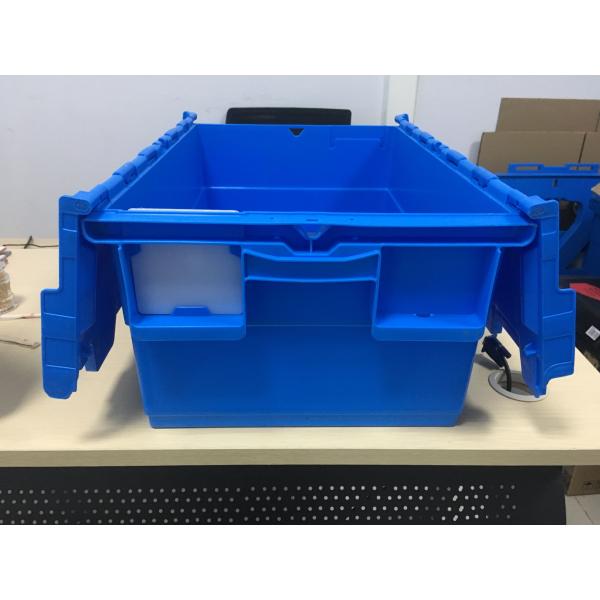 More colors 100% Virgin Polypropylene Stack Nest Containers Attached Lids 600*400 mm Standard Size Steel Wire Assembling