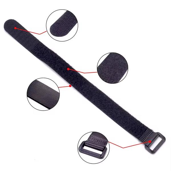Black Hook And Loop Cable Straps Nylon Self Gripping Straps Reusable For USB Cables