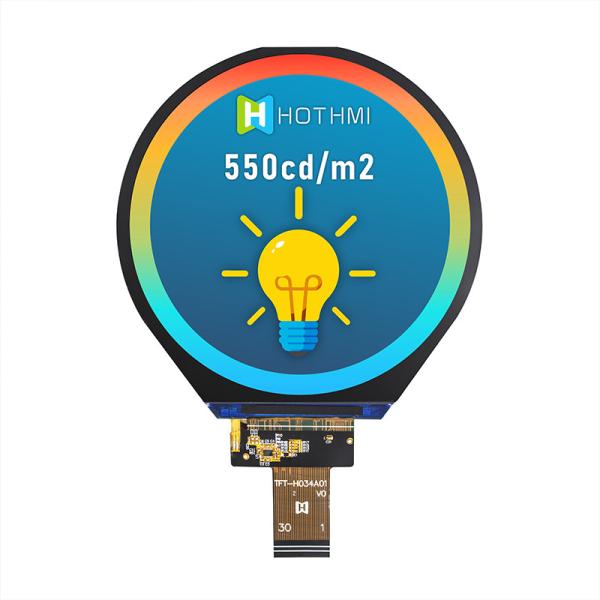 3.4 Inch IPS 800x800 Round Screen TFT Display Panel For Industrial Control