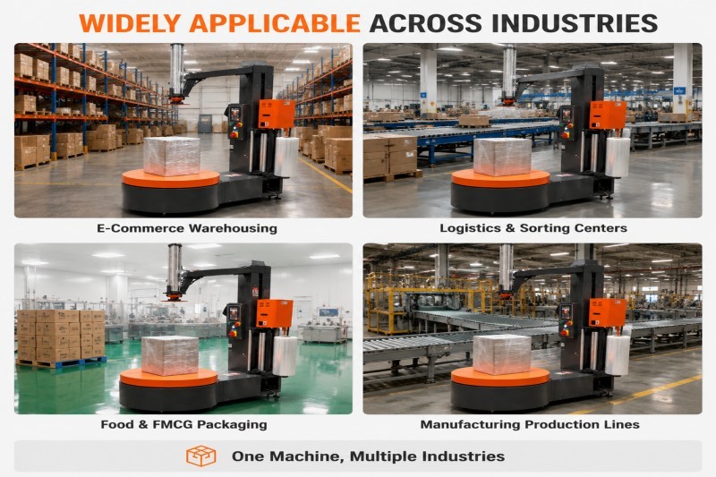 500mm Turntable Intelligent Box Wrapping Machine For Cartons E-commerce Packages Logistics Boxes