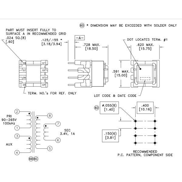 OLLT Offline Flyback Transformers for Linear Technology 750817020