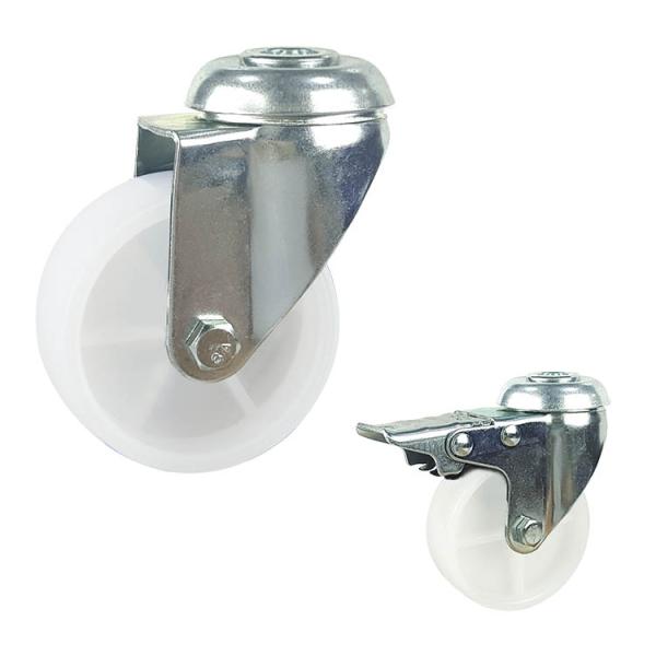 75mm Diameter PP Wheel Bolt Hole Rotating Head Light Duty Casters