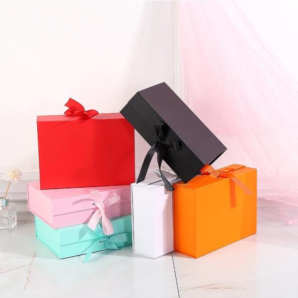 High End Flip Top Luxury Shoe Box Packaging Magnetic With Ribbon