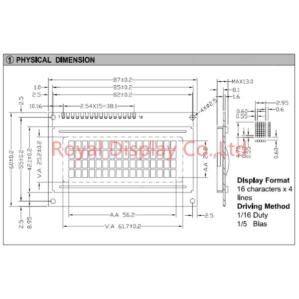RYP240128A-2-B 2.4 Inch Blue STN LCD Display Module 240x128 Dots White Side Backlight RA6963 Controller 20Pin