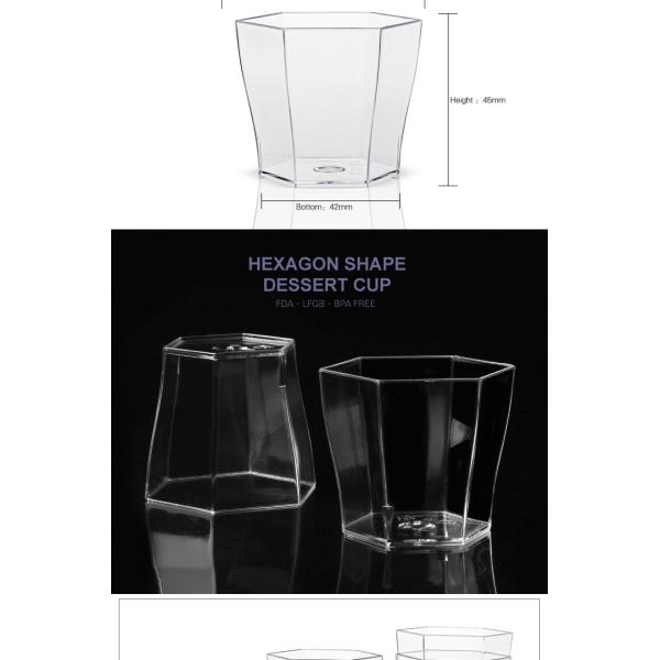 New style high quality transparent disposable plastic 60ml hexagon cup
