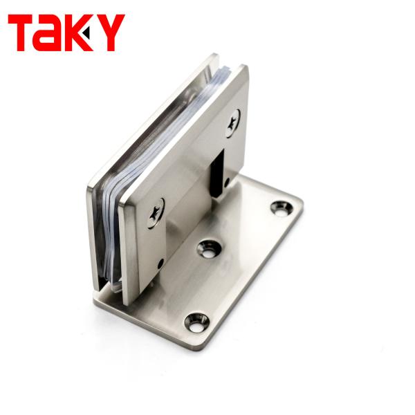 Heavy Duty Solid Shower Hinge 90 Degree Frameless Glass Door Hinge Luxury Brushed Gold Bathroom Glass Clamp