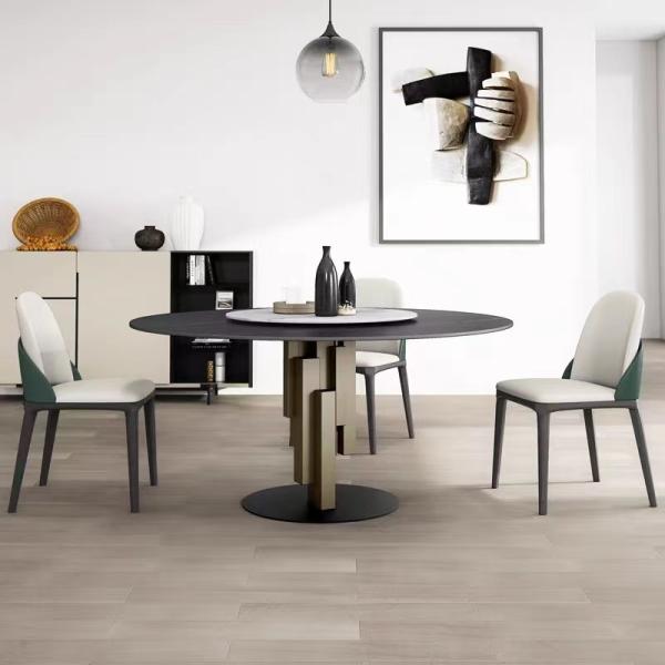 Luxurious And Elegant Round Dining Table With Ceramic Marble Top