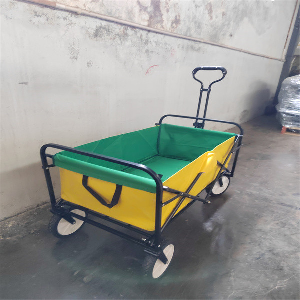 Activities Storage Portable 4 Wheels Folding Beach Wagon With Adjustable Handle