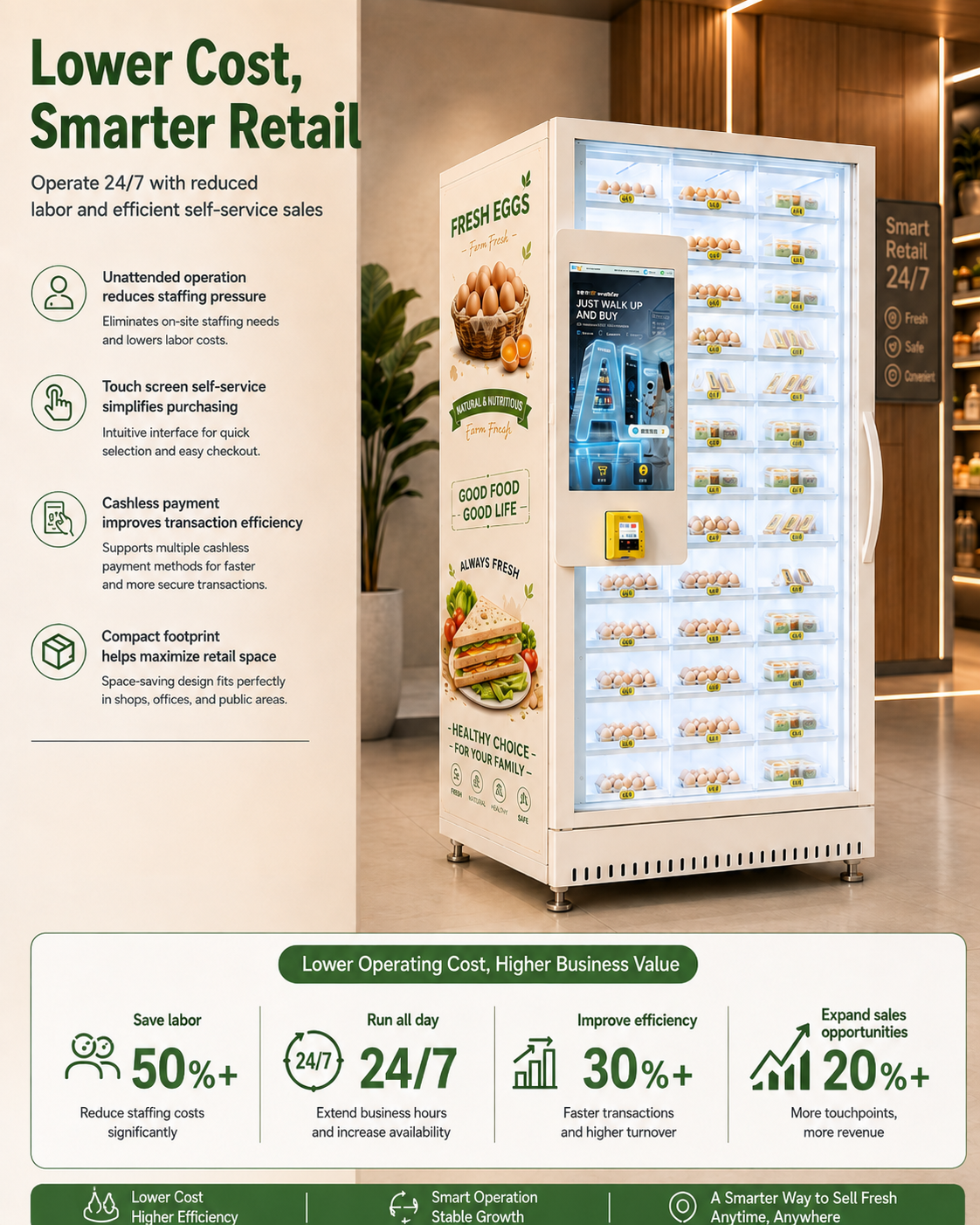 Refrigerated Locker Vending Machine - Smart Electronic Parcel Locker with Touch Screen and App Control for Office, Community, Campus