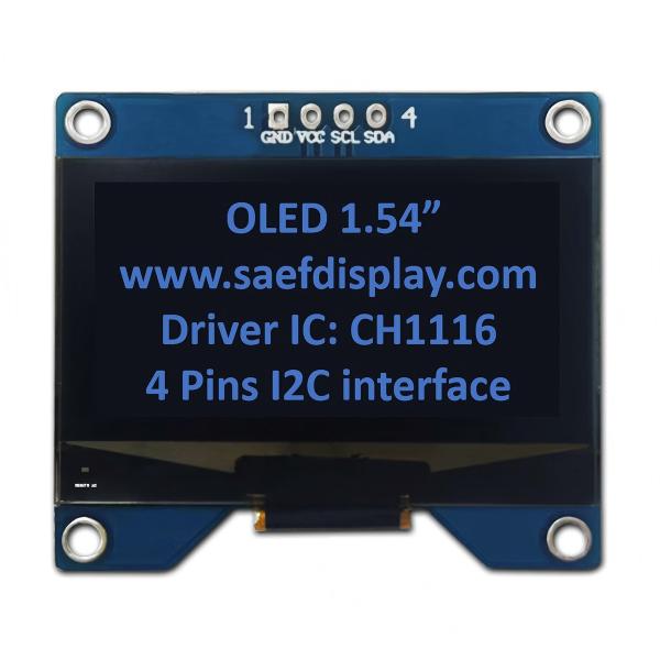 Factory 1.54-Inch OLED Display 128x64 with I2C Interface & CH1116 Driver