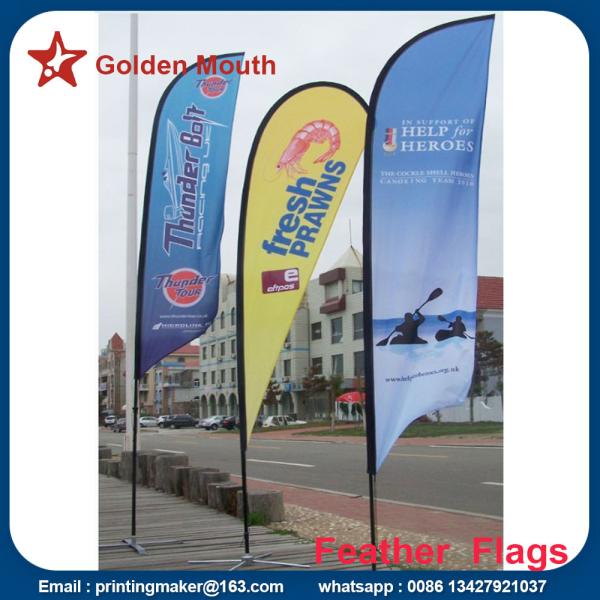 Outdoor Custom Blade Feather Flags With Ground Spike