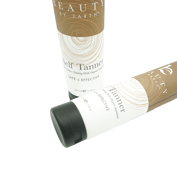 7.5oz Empty Plastic Tube Packaging For Self Tanner With Black Flip Top Cap