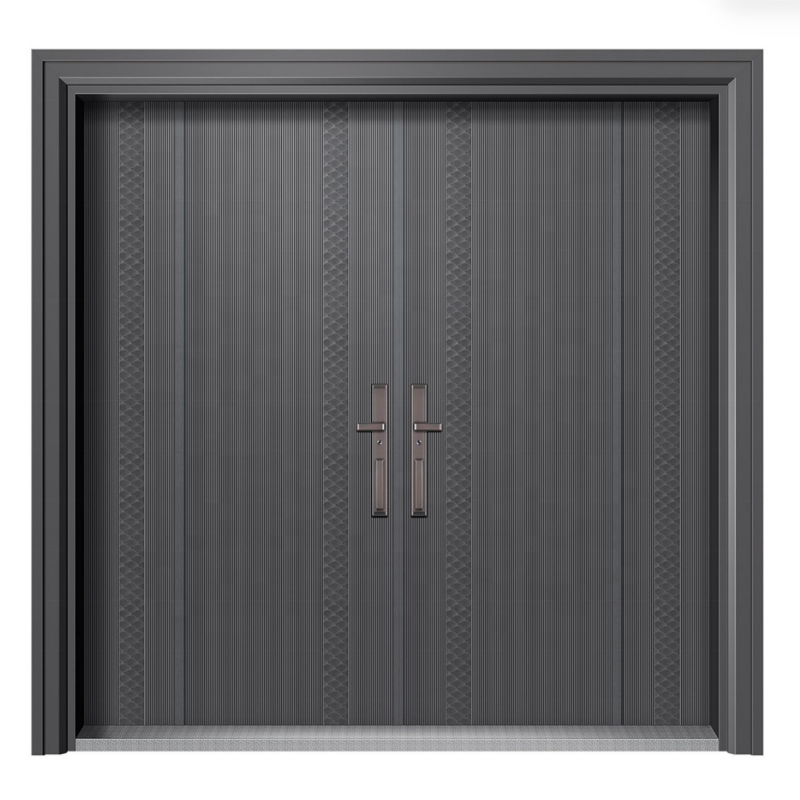 Modern Design Custom Aluminum Security Entry Doors High-End Decorative Front Entrance Fire Rated Water Apartment Outdoor