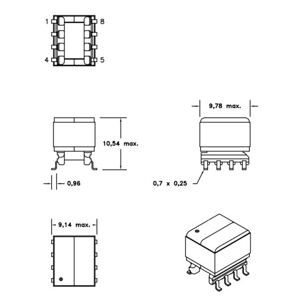 No Aging EP7 Surface Mount SMPS Flyback Transformer 750310799