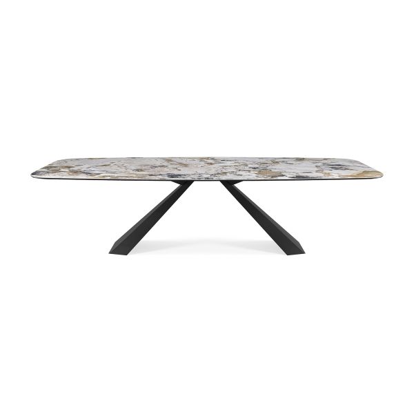 Factory Light Luxury Marble Rectangular Dining Table And Chairs Set With Metal Legs Modern Villa Dining Room Furniture