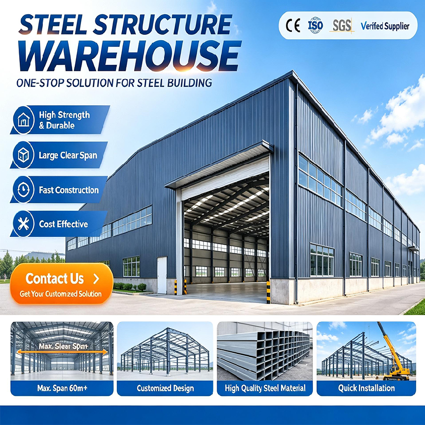 Steel Structure Warehouse durable modular design customizable layout construction ideal storage solution for industrial and commercial