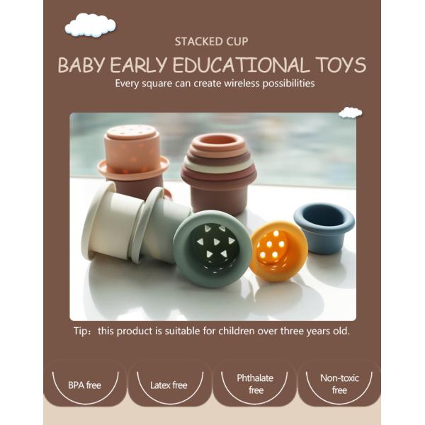 Educational Silicone Stacking Cups For Teething Building Blocks