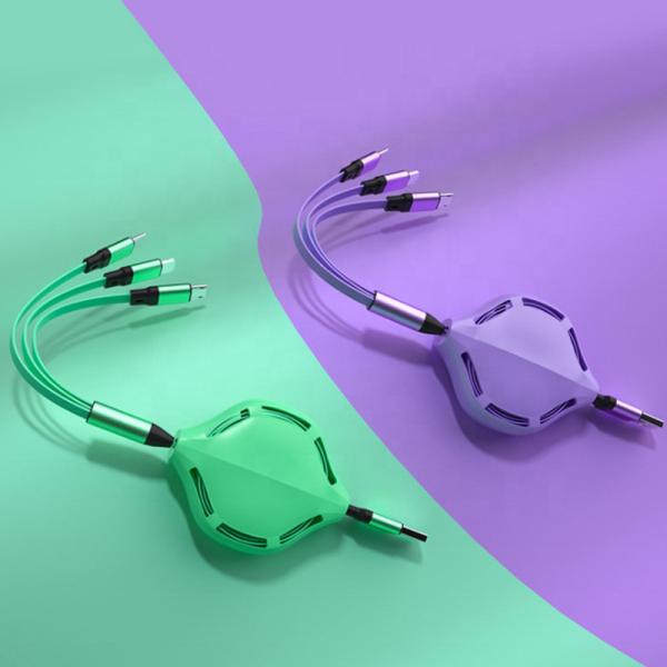 Retractable 3A Length 30cm Fast Charging USB Cables With Type C Micro