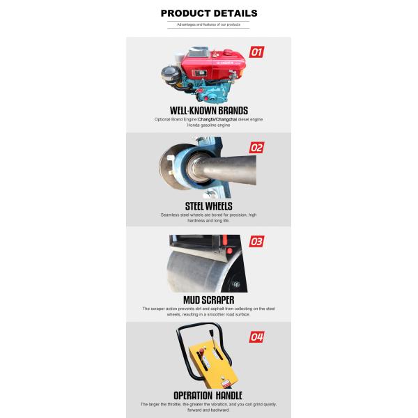 High Quality Road Compactor Double Drum Mini Walk Behind Vibratory Road Roller With Parts