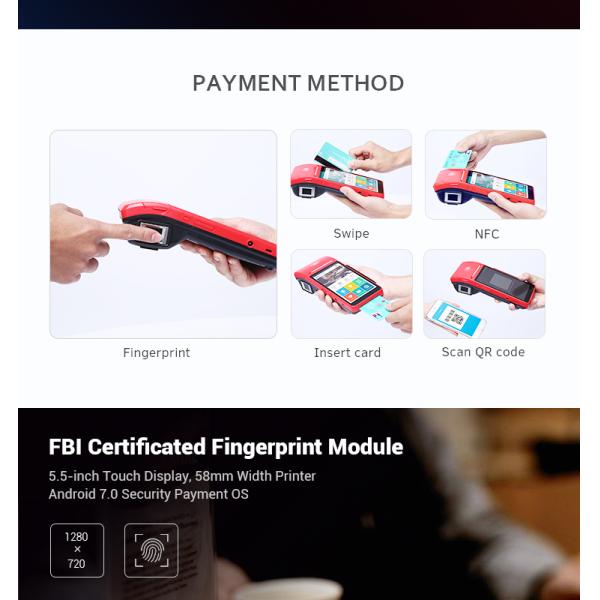 CDMA GPRS Android Pos Terminal ISO18092 NFC Wireless 4G 4 PSAM