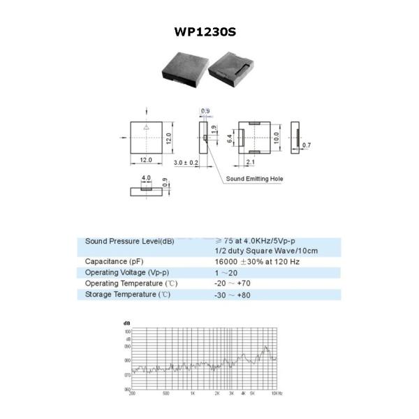 High Frequency 4000HZ SMD Low Voltage Buzzer For Notebook Computer , 75dB Voice