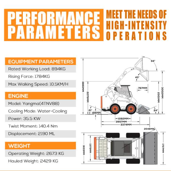 Free Shipping Wheel Skid Steer Loader Construction Machinery Epa Engine Mini Skid Steer Diesel Loader