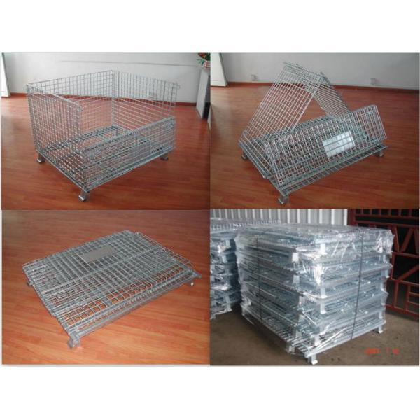 Collapsible Pallet Rack Wire Decking , Wire Mesh Cage Improve Warehouse Efficiently