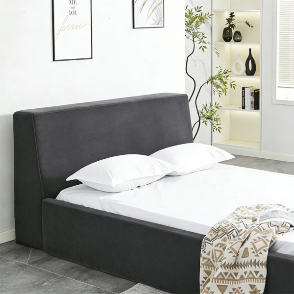 Vacuum Compressed Foam Bed With Headboard, Modern Frameless Queen King Platform Bed, Foldable Boneless Bed In A Box