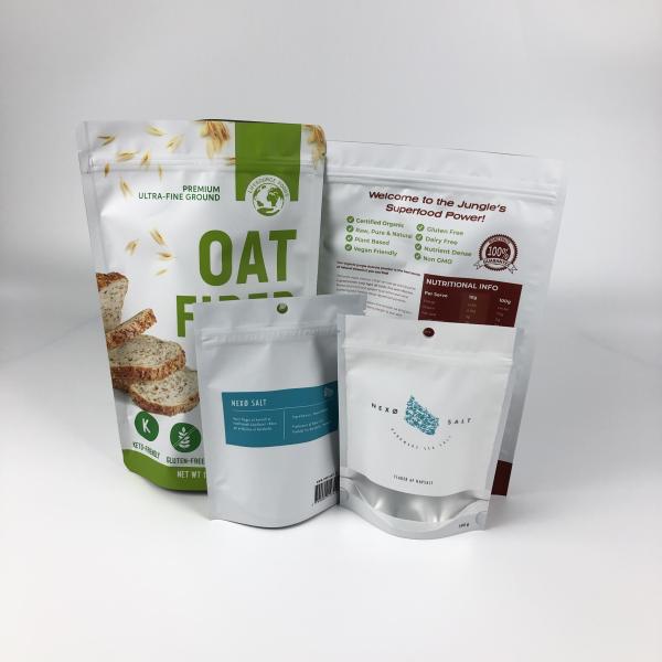 Mini quantity digital printing pouch cookie snack jerky beef packaging stand up zipper bag with clear window