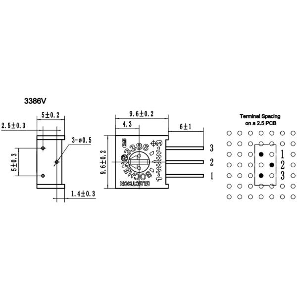 10% Trimmer Potentiometer 104 Trimpot 3386 Series Customized
