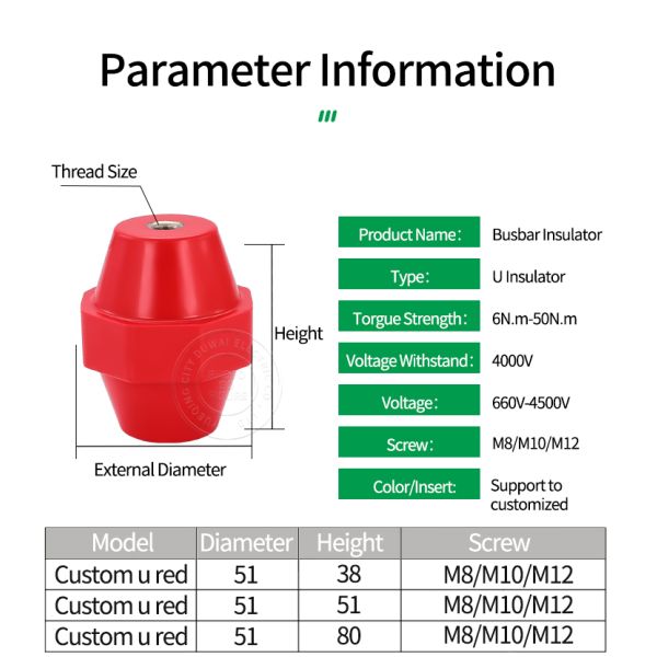 U Series Busbar Insulator Mar-Bal Low voltage U red type polymer electrical insulator Low-Voltage Insulators