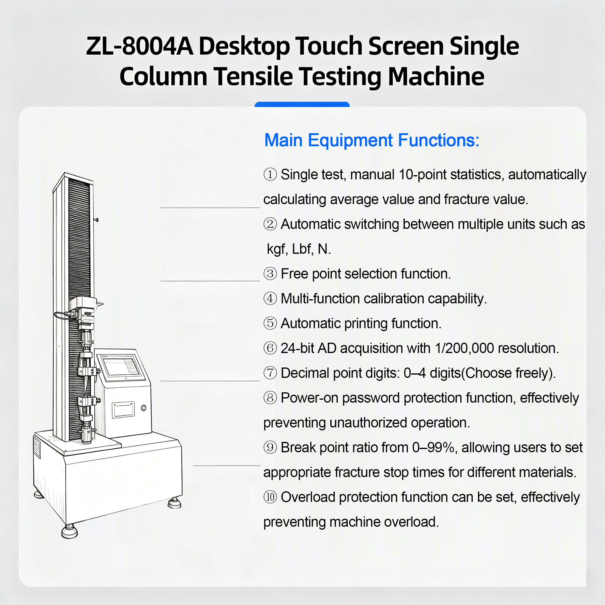 Desktop Single Column Universal Tensile Tester Plastic Bottle Cup Compression Testing Machine