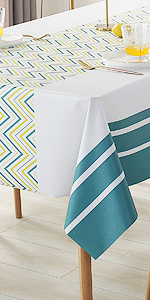 Vinyl Tablecloth PEVA Spillproof Wipeable Oilcloth Tablecloth Rectangle Heavy Duty Extra Large Reusable Tablecloth