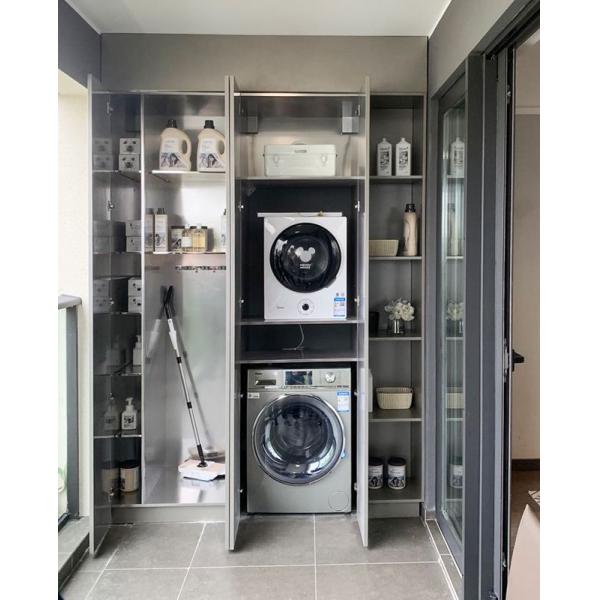 Starry Gray Balcony Storage Unit Washing Machine And Dryer Cabinet Customizable