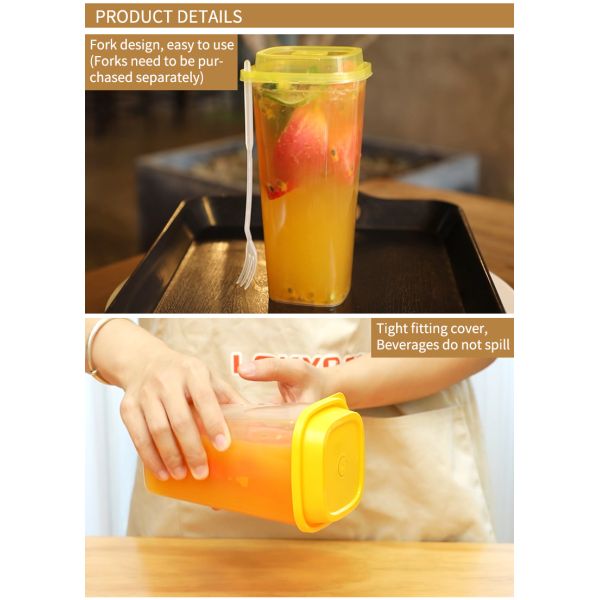 Modern Square PP Quadrilateral Takeout Plastic Cups for Coffee Brands