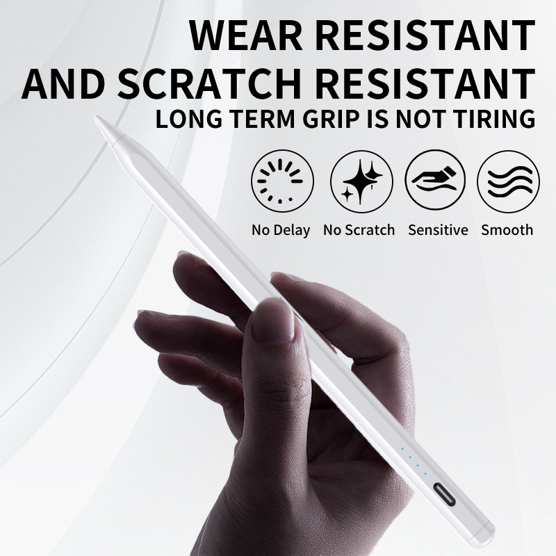 Push Button Switch with 4 Power Indicator Lights Universal Capacitive Stylus Pen for Apple Ipad Android Phone