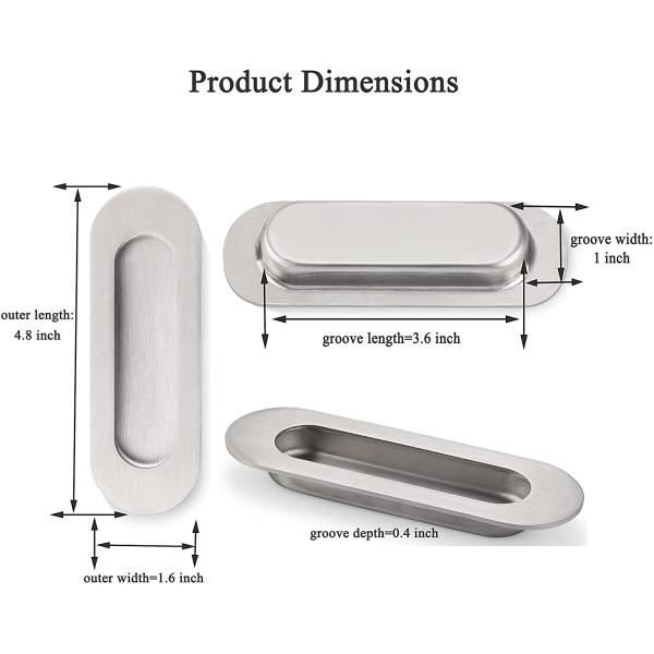 Recessed Flush Pocket Door Pull Oval Shape With Hidden Screw
