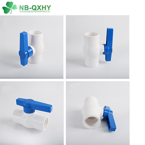 ASTM Standard PVC Fixed Ball Valve with Blue Long Handle Structure and Samples