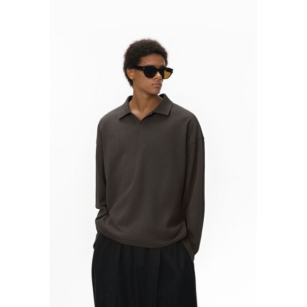 Customized ODM Seagull-Collar Breathable Waffle Knitted Long Sleeve Pattern Letter Design Pure Color Turtleneck 100% Polyester