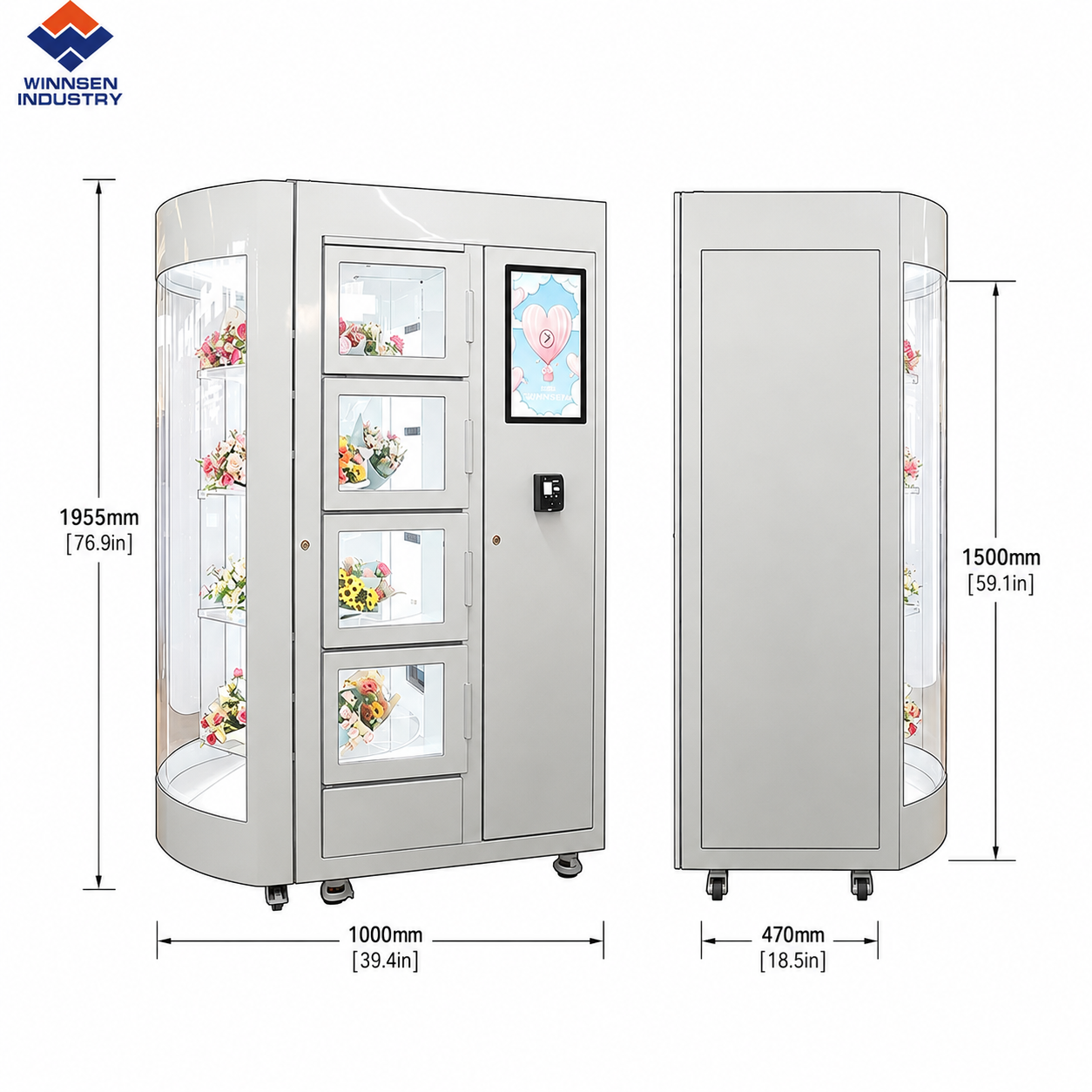 22 Inch Touch Screen Smart Flower Vending Machine with Cooling System and Cloud Remote Management