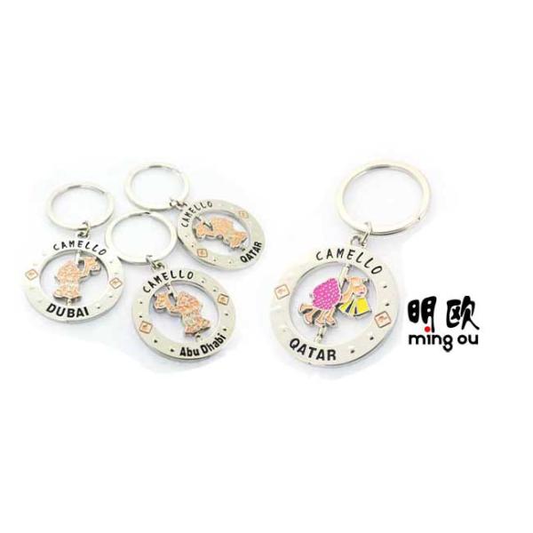 Dubai Design Custom Metal Key Ring , Round Shape With Spinner Middle