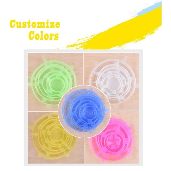 7 Pack Reusable Container Lid Silicone Household Products BSCI Round