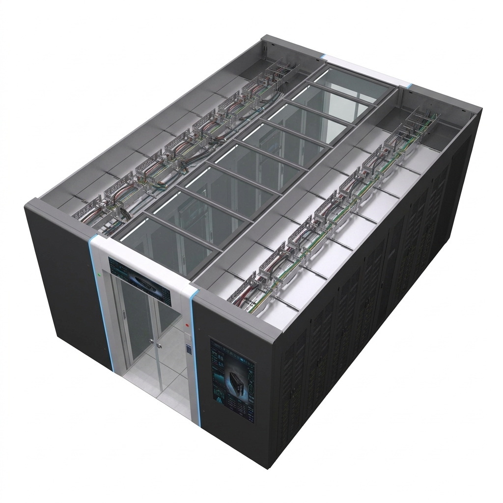 14 Cabinet Modular Data Center 120K Tower Modular UPS Room-Level Cooling 4800x3600x2000mm