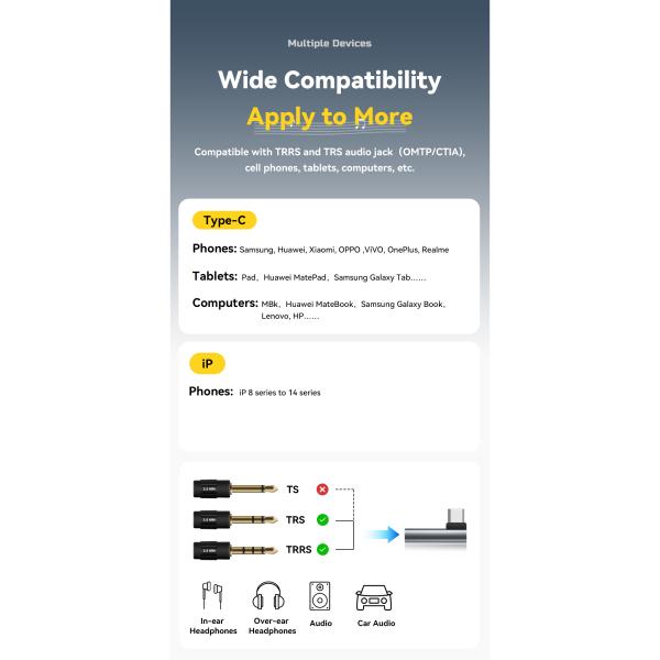 L-Shape iPhone Lightning to 3.5mm Audio Adapter for iOS Android