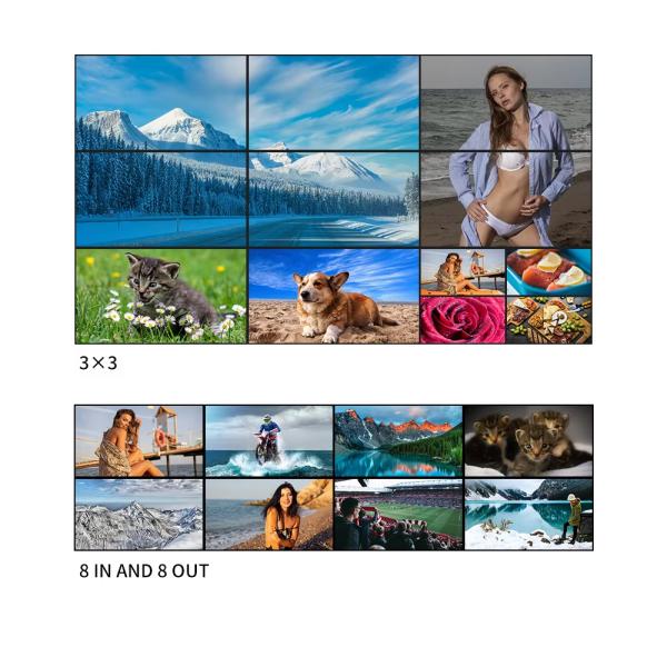 4K60 Video Wall Controller with DP 1.2 Inputs 3.5mm Audio Separation and PC/Mobile/Tablet Control