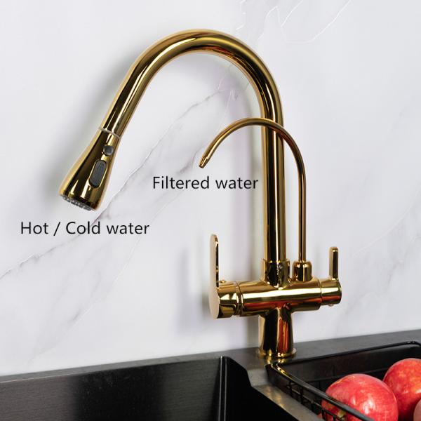 Deck Mounted Kitchen Smart Faucet Three Way 30 - 80 PSI Pressure Range
